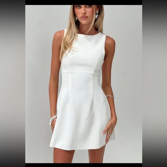 Princess Polly Anse Mini Dress White Size 4 Worn Once - Picture 8 of 11